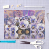 水彩に近い紫色のピンクの白いパンジー 薄葉紙 (クラフト)