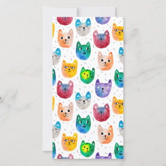 水彩ねこたちと仲間たち サンキューカード