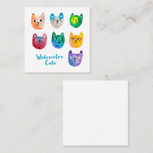 水彩ねこといっしょ ノートカード (正面/裏面)
