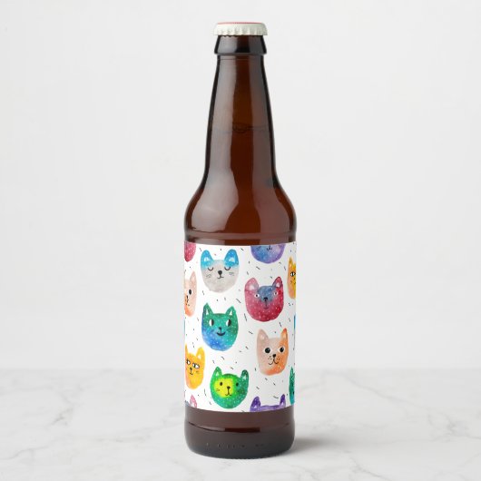 水彩ねこといっしょ ビールラベル (正面)