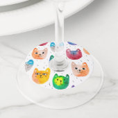 水彩ねこといっしょ ワイングラスタグ (クローズアップ)