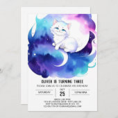 水彩ねこシャーベル 誕生日 招待状 (正面/裏面)