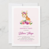 水彩ねこ フラワーの子供の誕生日招待状 招待状 (正面)