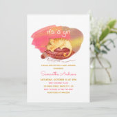 水彩ねずみちゃん おんなの子 ベビーシャワー 招待状 (スタンド正面)