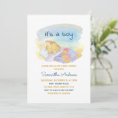 水彩ねずみ男の子ベイビーシャワー 招待状 (スタンド正面)