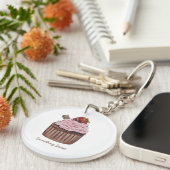 水彩のかわいいイチゴのカップケーキ  キーホルダー (正面右)