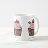 水彩のかわいいイチゴのカップケーキ コーヒーマグカップ (正面右)