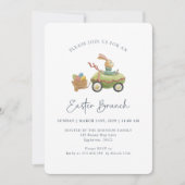 水彩のかわいいウサギ、イースターブランチ 白 招待状 (正面)