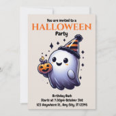 水彩のかわいいハロウィン 招待状 (正面)