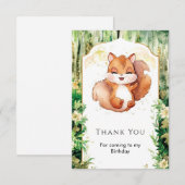 水彩のかわいいリス誕生日 サンキューカード (正面/裏面)