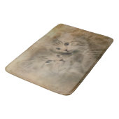 水彩のかわいい灰色ストライプのの子猫2匹 バスマット (アングル)