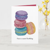 水彩のかわいい虹のマカロン カード (黄色い花)