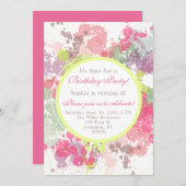 水彩のかわいらしスプラット誕生日パーティーの招待 招待状 (正面/裏面)