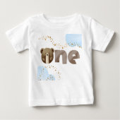 水彩のくまちゃんは1歳の誕生日 ベビーTシャツ (正面)