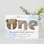 水彩のくまちゃんは1歳の誕生日 招待状 (スタンド正面)