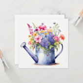 水彩のじょうろと夏の花 カード (正面/裏面インサイチュ)