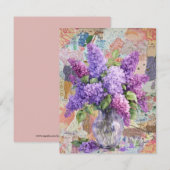 水彩のすみれ色のライラックの花瓶グリーティングカード サンキューカード (正面/裏面)