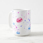 水彩のにじみで描いたおいしそうなマカロン コーヒーマグカップ (正面左)