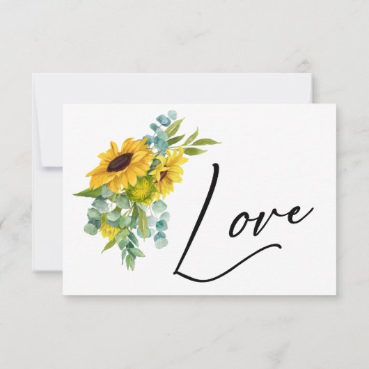 水彩のひまわりとユーカリのデザインにご返信ください 出欠カード (裏面)