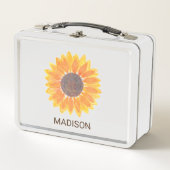 水彩のひまわりの名前 メタルランチボックス (正面)