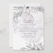 水彩のほこりっぽい花のスウィート16。薄い花 招待状 (正面)