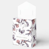 水彩のほのかな紫の黄昏の葉っぱの結婚式 フェイバーボックス (オープン)