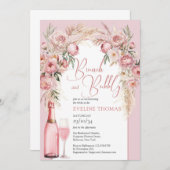 水彩のような優しいピンクの花たち。軽やかで楽しいブランチタイム 招待状 (正面/裏面)