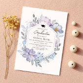 水彩のような優しい色合いの花を飾った、2025年の卒業パーティー 招待状