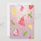 水彩のアイスクリームと花の夏の誕生日パーティー 招待状 (裏面)