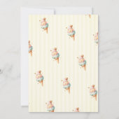 水彩のアイスクリームと黄色のストライプのベビーシャワー 招待状 (裏面)