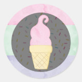 水彩のアイスクリームコーンにカラフルなスプリンクルが封筒のシールに ラウンドシール (正面)