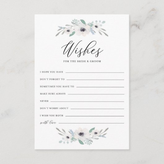 水彩のアネモネ　新婦と新郎への願い アドバイスカード (正面)