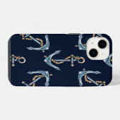 水彩のアンカー ネイビーブルー iPhoneケース (裏面横)