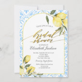 水彩のイタリアンブルーレモン ブライダルシャワー 招待状 (正面)