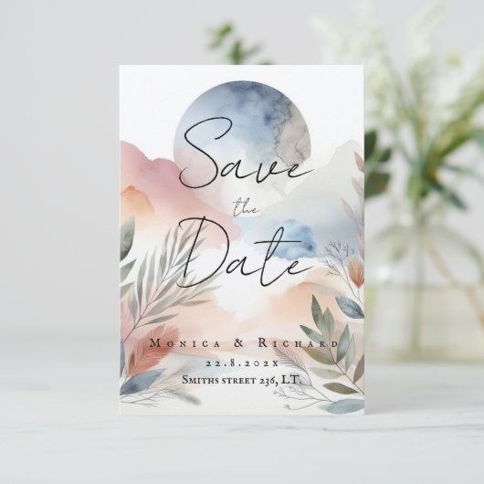 水彩のウェディング招待状 招待状 (スタンド正面)