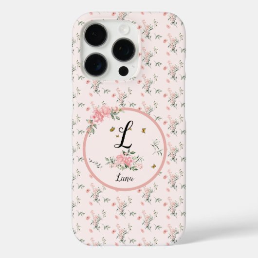 水彩のエレガントなピンクのバラと蝶 Case-Mate iPhoneケース (裏面)