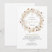 水彩のエレガントな洗礼 招待状 (正面/裏面)