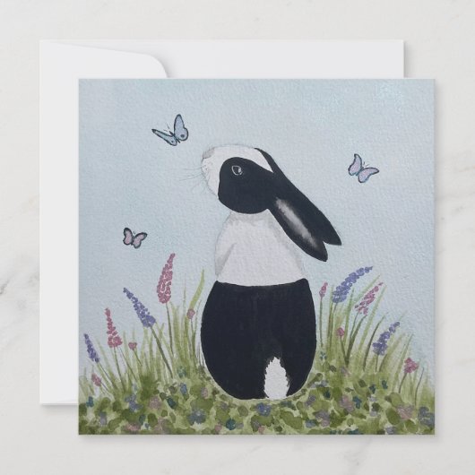 水彩のオランダのウサギ カード (正面)