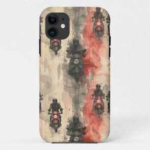 水彩のオートバイ、バイカー、レース、オートバイ iPhone 11 ケース