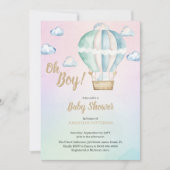 水彩のオーボーイ クラウズ ベビーシャワー 招待状 (正面)