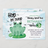 水彩のカエル 誕生日パーティーへの招待状 招待状 (正面/裏面)