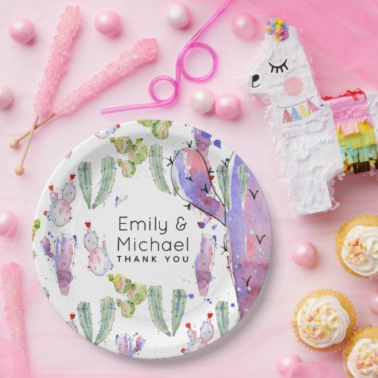 水彩のカクタス・フィエスタ 個人仕様 ペーパープレート (パーティー)