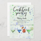 水彩のカクテルパーティー 招待状 (正面/裏面)
