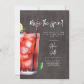 水彩のカクテル誕生日パーティー 招待状 (正面)