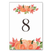 水彩のカボチャとマップルの葉のスワッグ テーブル8 テーブルナンバー (裏面)