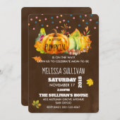 水彩のカボチャと季節の紅葉 招待状 (正面/裏面)