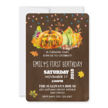 水彩のカボチャと季節の紅葉