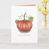 水彩のカボチャにつる植物 カード (黄色い花)