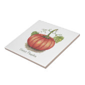 水彩のカボチャにつる植物 タイル (側面)