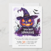 水彩のカボチャのハロウィーンを呼び出された 招待状 (正面)
